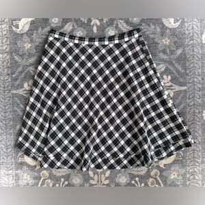 Joie Black and White Plaid Silk Mini Skirt